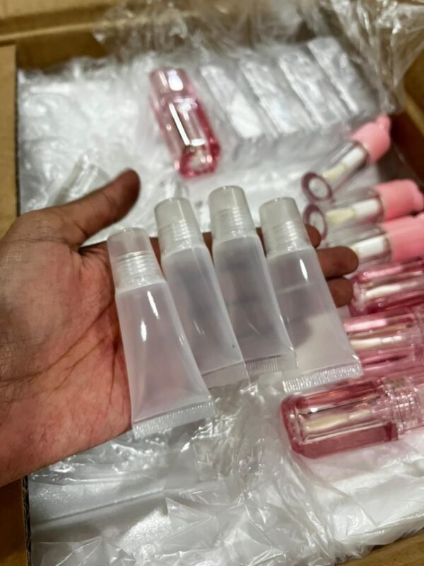 5ml lip gloss squeeze tube with transparent cap