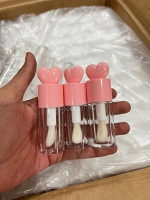 4ml lip gloss tube pink heart doe-foot wand